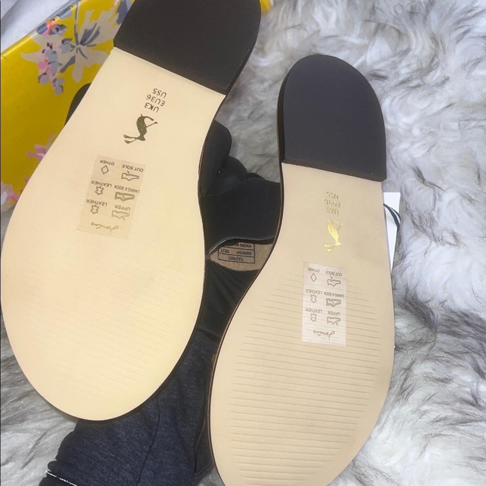 NIB Joules Aimee Snakeskin Embossed Leather Slide Sandal - Picture 7 of 11